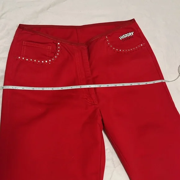 Iceberg history X minnie mouse Swarovski crystal red straight leg pants 26